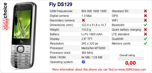 Fly DS129 technical specifications Fly DS129 technical specifications