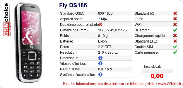Fly DS186 Fiche technique Fly DS186 Fiche technique