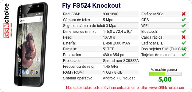 Fly FS524 Knockout Datos técnicos del móvil Fly FS524 Knockout Datos técnicos del móvil