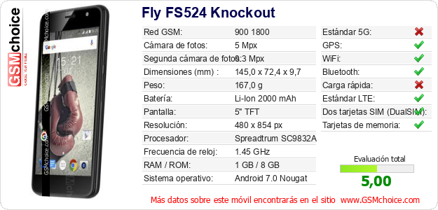 Fly FS524 Knockout Datos técnicos del móvil 