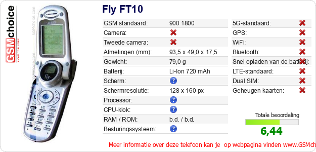Fly FT10 Technische gegevens Fly FT10 Technische gegevens