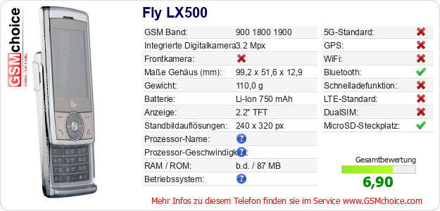 Fly LX500 technische Daten Fly LX500 technische Daten