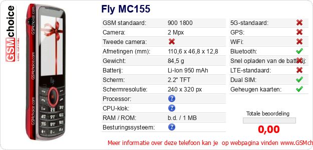 Fly MC155 Technische gegevens 