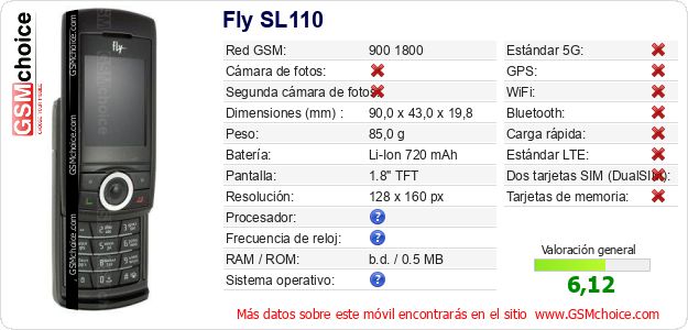 Fly SL110 Datos técnicos del móvil 