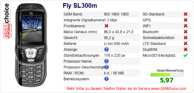 Fly SL300m technische Daten Fly SL300m technische Daten