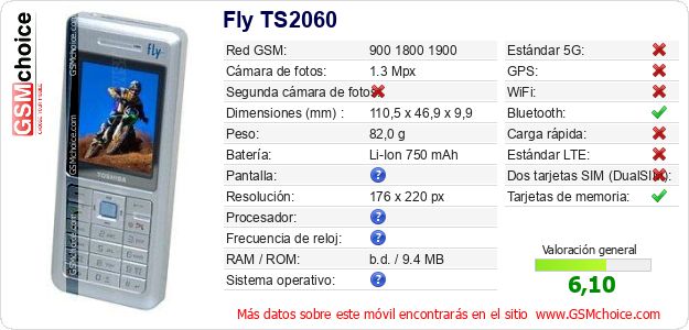 Fly TS2060 Datos técnicos del móvil 