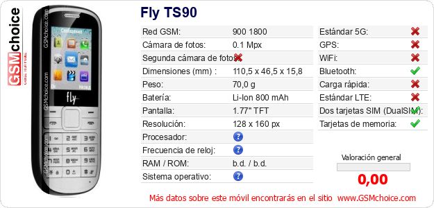 Fly TS90 Datos técnicos del móvil Fly TS90 Datos técnicos del móvil