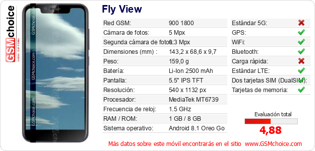 Fly View Datos técnicos del móvil 