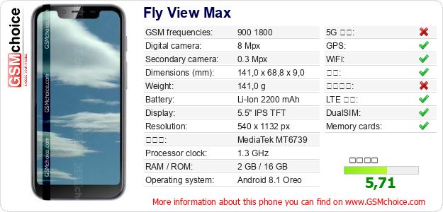 Fly View Max 手机技术数据