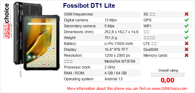 Fossibot DT1 Lite 手机技术数据