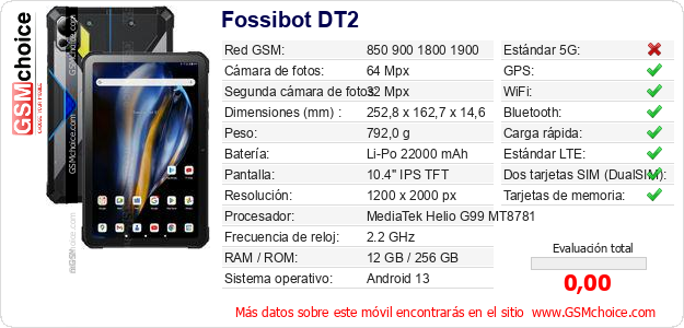 Fossibot DT2 Datos técnicos del móvil 