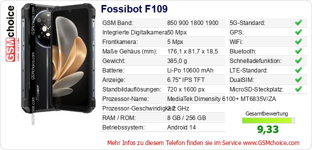 Fossibot F109 technische Daten Fossibot F109 technische Daten