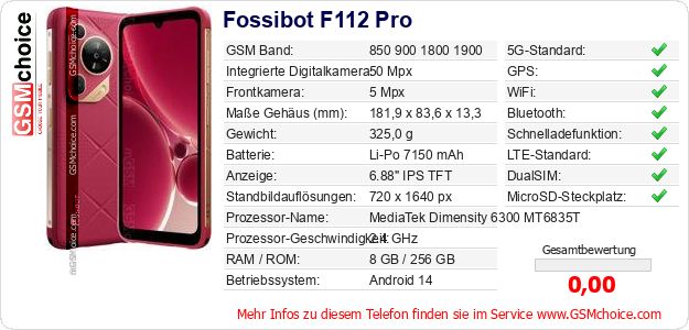 Fossibot F112 Pro technische Daten Fossibot F112 Pro technische Daten