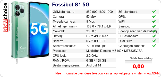 Fossibot S1 5G Technische gegevens Fossibot S1 5G Technische gegevens