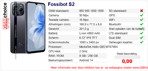 Fossibot S2 Technische gegevens 