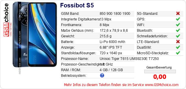 Fossibot S5 technische Daten Fossibot S5 technische Daten