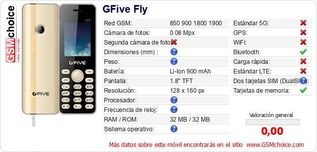 GFive Fly Datos técnicos del móvil 