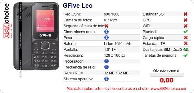 GFive Leo Datos técnicos del móvil 