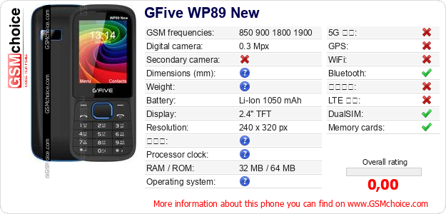 GFive WP89 New 手機技術數據