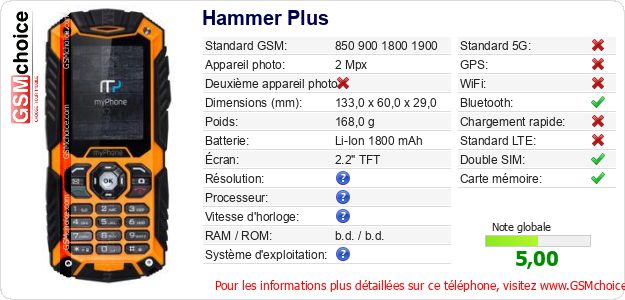 Hammer Plus Fiche technique