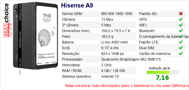 Hisense A9 Especificações técnicas do telemóvel Hisense A9 Especificações técnicas do telemóvel