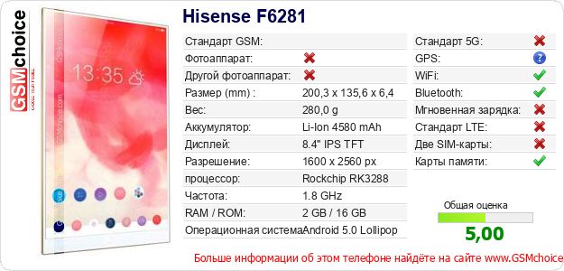 Hisense F6281 Технические данные телефона Hisense F6281 Технические данные телефона