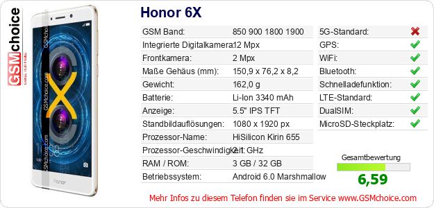 Honor 6X technische Daten Honor 6X technische Daten