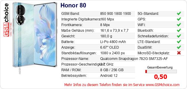 Honor 80 technische Daten Honor 80 technische Daten