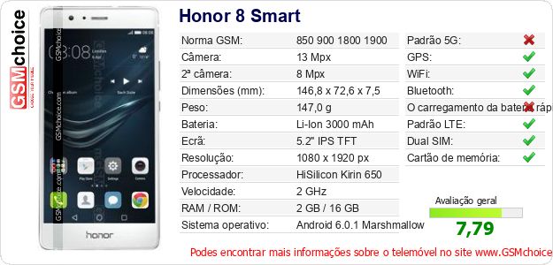Honor 8 Smart Especificações técnicas do telemóvel Honor 8 Smart Especificações técnicas do telemóvel