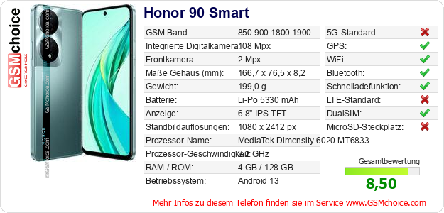 Honor 90 Smart technische Daten Honor 90 Smart technische Daten