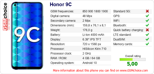 Honor 9C technical specifications Honor 9C technical specifications