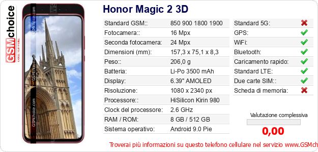 Honor Magic 2 3D Dati tecnici di telefono cellulare Honor Magic 2 3D Dati tecnici di telefono cellulare
