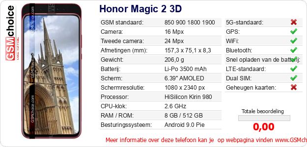 Honor Magic 2 3D Technische gegevens Honor Magic 2 3D Technische gegevens