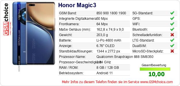 Honor Magic3 technische Daten Honor Magic3 technische Daten