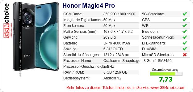 Honor Magic4 Pro technische Daten Honor Magic4 Pro technische Daten