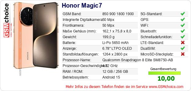 Honor Magic7 technische Daten Honor Magic7 technische Daten