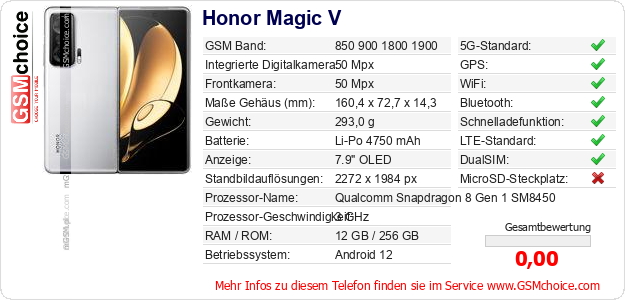 Honor Magic V technische Daten Honor Magic V technische Daten