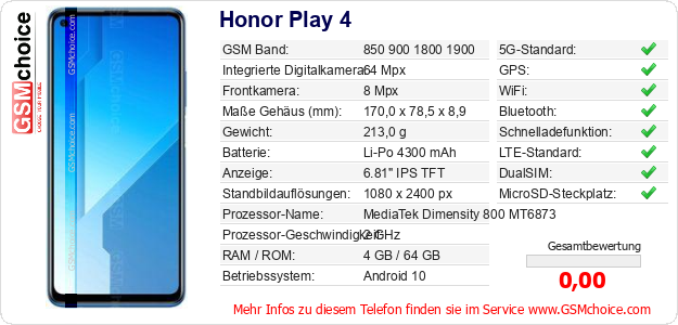 Honor Play 4 technische Daten Honor Play 4 technische Daten