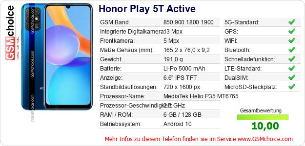 Honor Play 5T Active technische Daten Honor Play 5T Active technische Daten