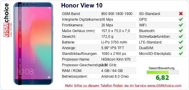 Honor View 10 technische Daten Honor View 10 technische Daten