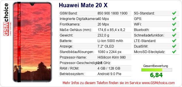 Huawei Mate 20 X technische Daten Huawei Mate 20 X technische Daten