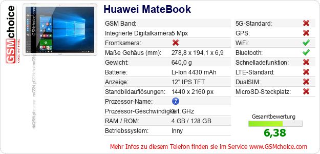 Huawei MateBook technische Daten Huawei MateBook technische Daten