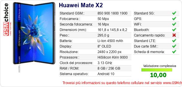 Huawei Mate X2 Dati tecnici di telefono cellulare Huawei Mate X2 Dati tecnici di telefono cellulare