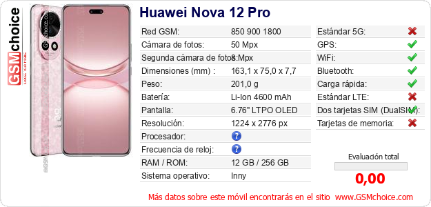 Huawei Nova 12 Pro Datos técnicos del móvil 