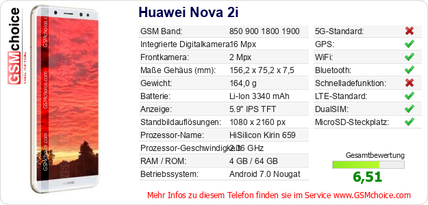 Huawei Nova 2i technische Daten Huawei Nova 2i technische Daten