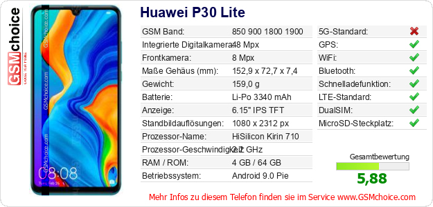 Huawei P30 Lite technische Daten Huawei P30 Lite technische Daten