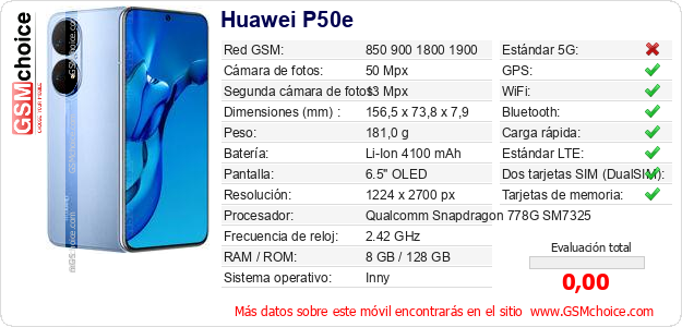 Huawei P50e Datos técnicos del móvil 