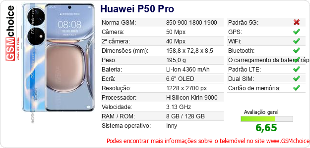 Huawei P50 Pro Especificações técnicas do telemóvel Huawei P50 Pro Especificações técnicas do telemóvel