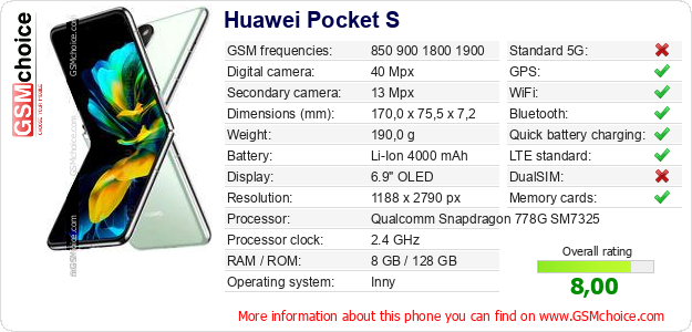 Huawei Pocket S technical specifications Huawei Pocket S technical specifications