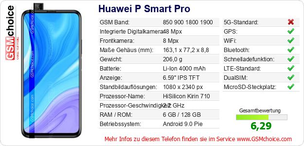 Huawei P Smart Pro technische Daten Huawei P Smart Pro technische Daten